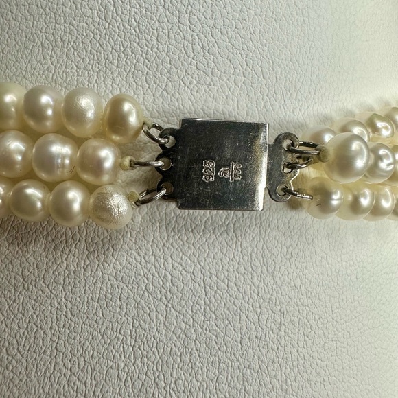 Danbury Mint Freshwater Pearl & Turquoise  3-Strand Necklace - Picture 11 of 12